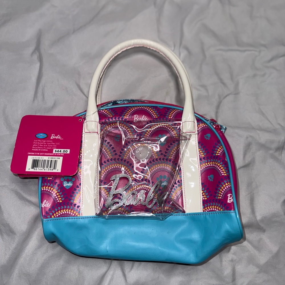 NWT Barbie Mini Handbag Tote – Pink Rainbow Hearts Print by Just Play